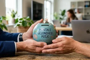 Vitaliteitsbudget voor mentale gezondheid: spaarpot met opschrift mentale gezondheid potje, begeleiding bij Jouw Eigen Veerkracht in Valkenswaard